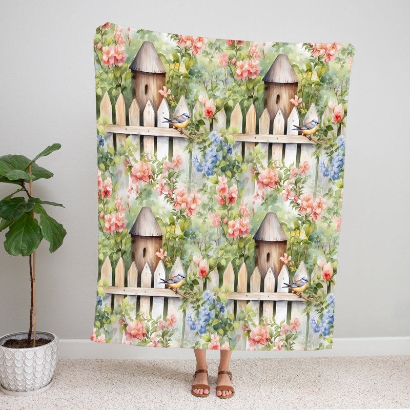 Throw Blanket, 51" W x 60" L, Floral/Abstract, Green/Brown