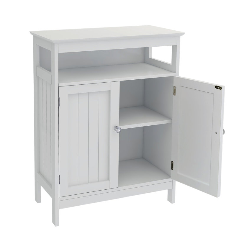 Bathroom Storage Cabinet In White, Double Shutter Door Model, Painted , Abundant Space, Effortless Assembly Instructions