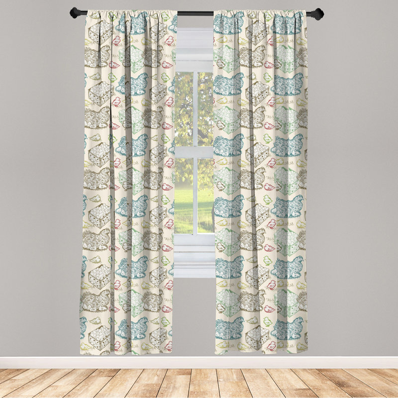 Hen and Chicks Semi-Sheer Rod Pocket Curtain Panels, 28" x 63"