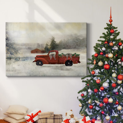 «Red Barn Winter», toile tendue avec châssis