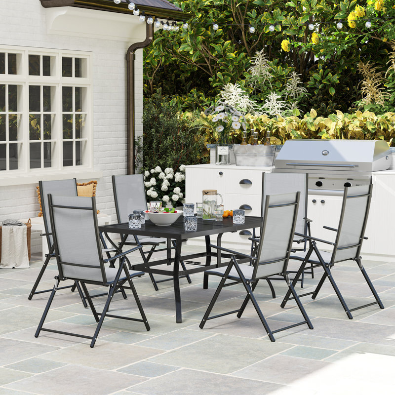 6 - Person Patio Dining Set with, Black