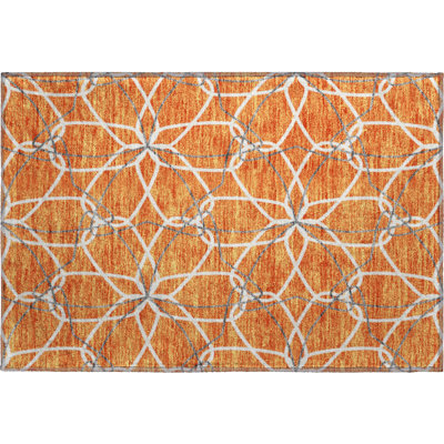 Tapis orange Prisco lavable à la machine de qualité supérieure