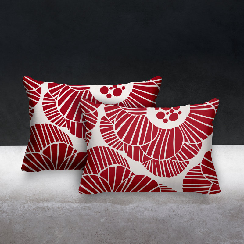 Abstract Outdoor Reversible Throw Pillow, Red