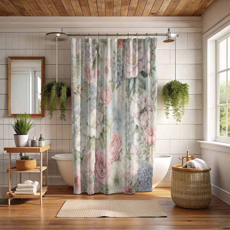 Dreamy Petals - Rideau de douche standard 1 pièce, H 74 po x l 71 po