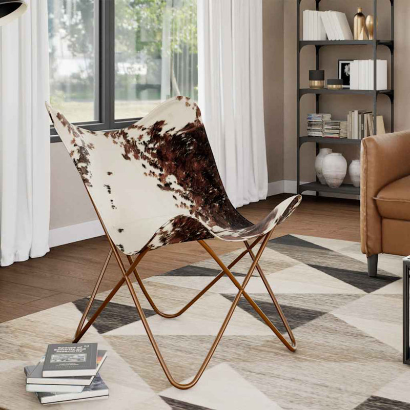 Fauteuil papillon moderne brun et blanc