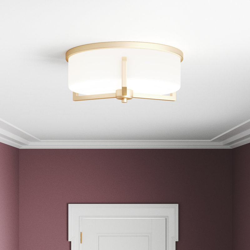 Rosolio Glass Flush Mount, Satin Brass