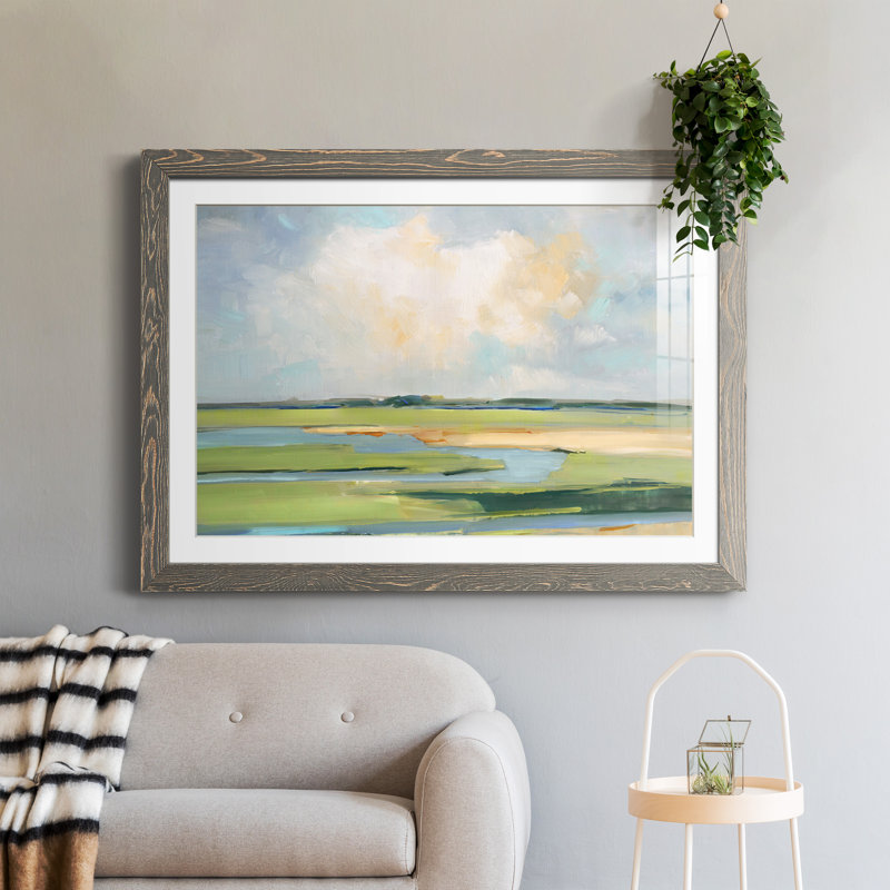 Pastel Horizon II - peinture encadrée, Encadré gris, H 31,5 po x l 23,5 po x P 1,5 po