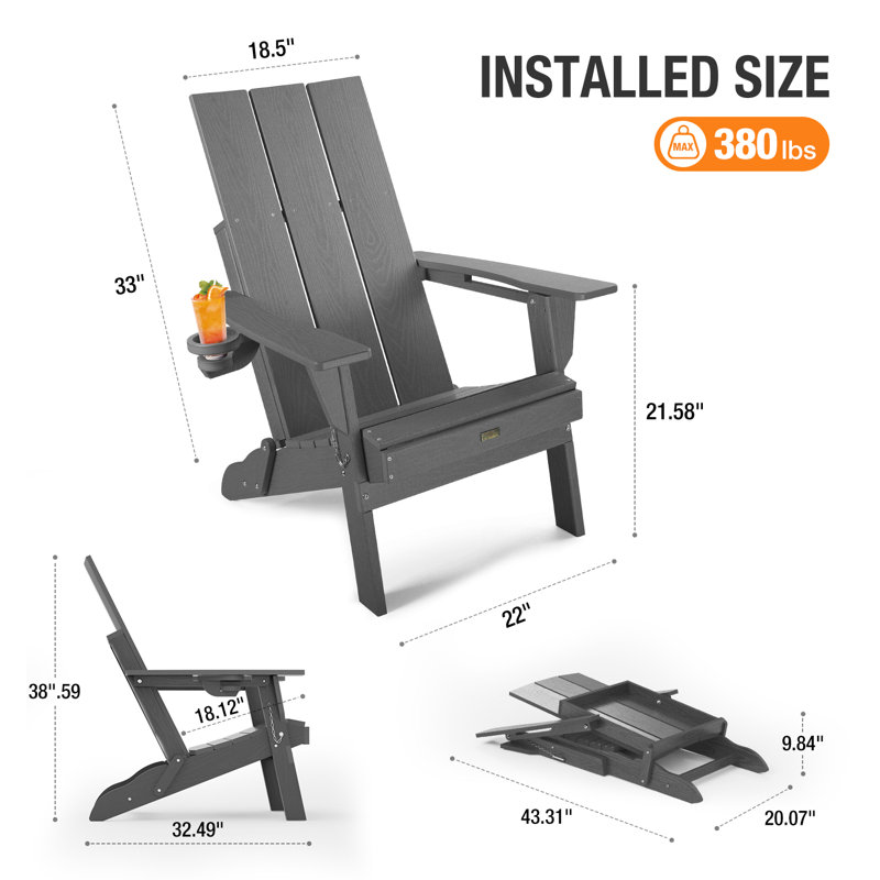 Chary Outdoor Adirondack Chair, Gray