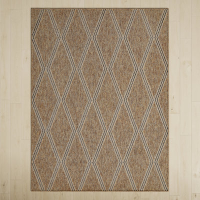 Twill Geometric Brown/Beige Indoor/Outdoor Area Rug