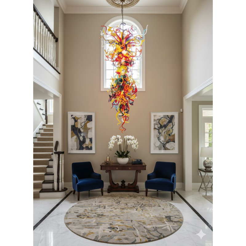 30-Light Multi Color Hand Blown Glass Chandelier