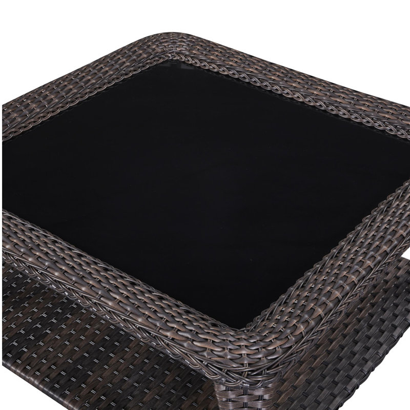 Square Metal Outdoor Coffee Table , 34'' in. W 35'' in. D, Brown