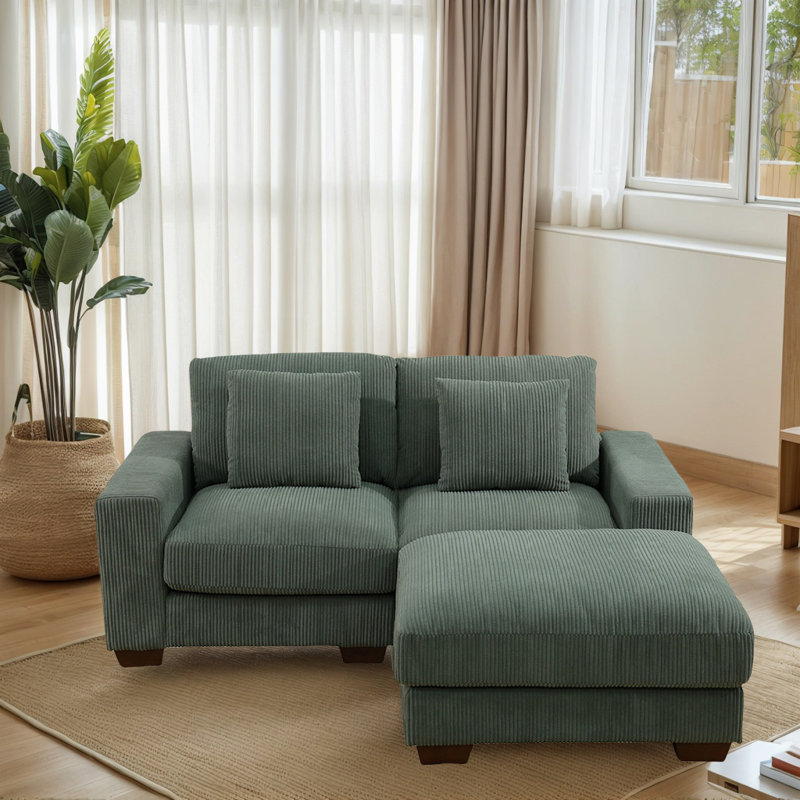 Canapé modulaire avec repose-pieds 3 pièces Corduroy, Vert