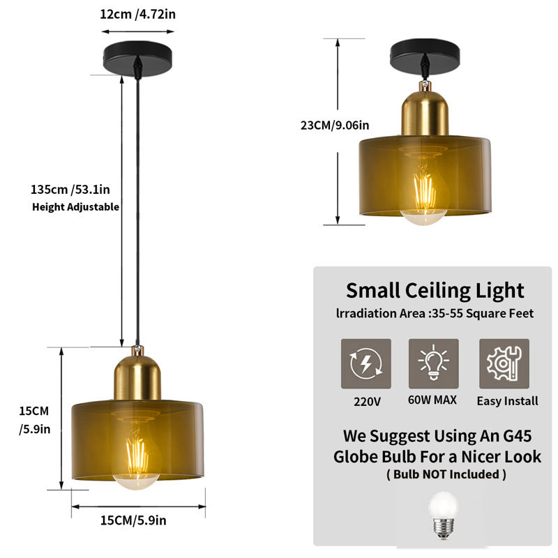 Luminaire suspendu Mid-Century, Vert, Doré