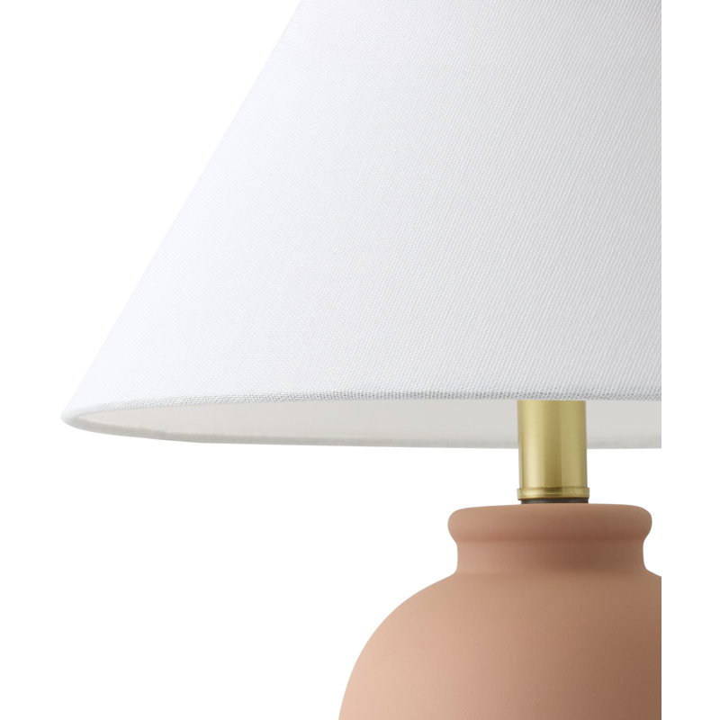 Lampe de table Chemise, Terracotta, Blanc, Lin lin