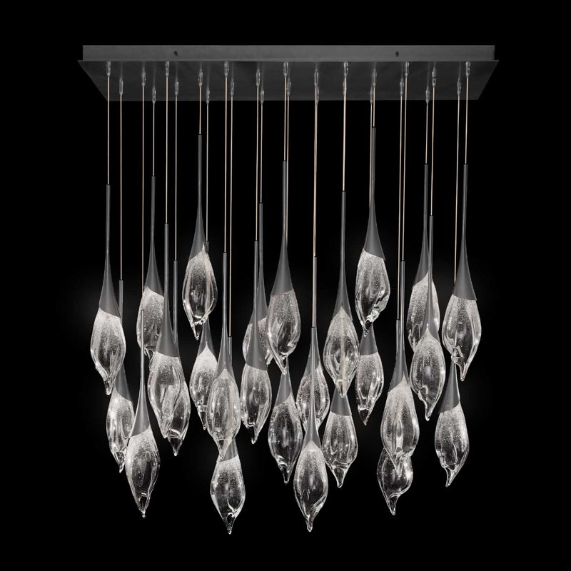 Mayu 54"W Rectangular Tall Pendant, Midnight Steel