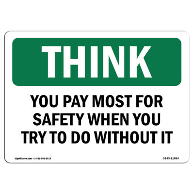 Panneau en aluminium 12 po x 18 po You Pay Pay For Safety
