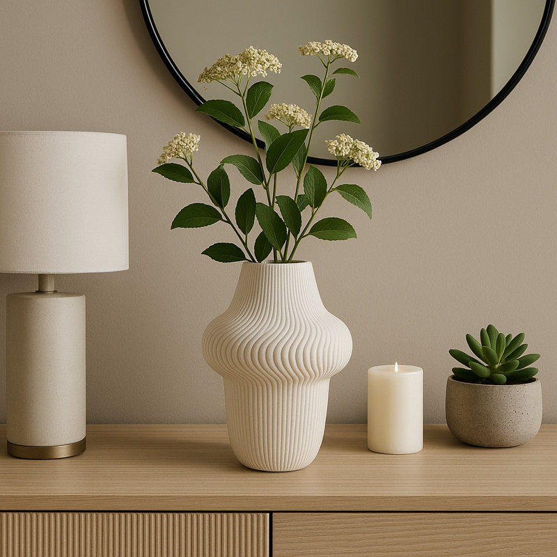 Grand vase sculptural imprimé en 3D pour la décoration de la maison, H 10 po x l 6 po x P 6 po