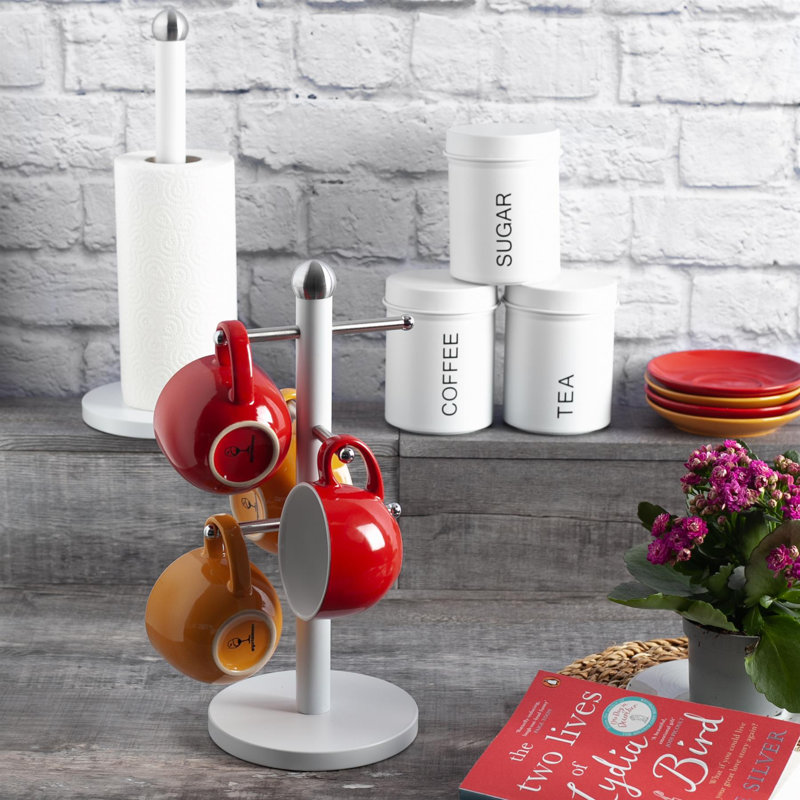 Metal Kitchen Mug Tree, White