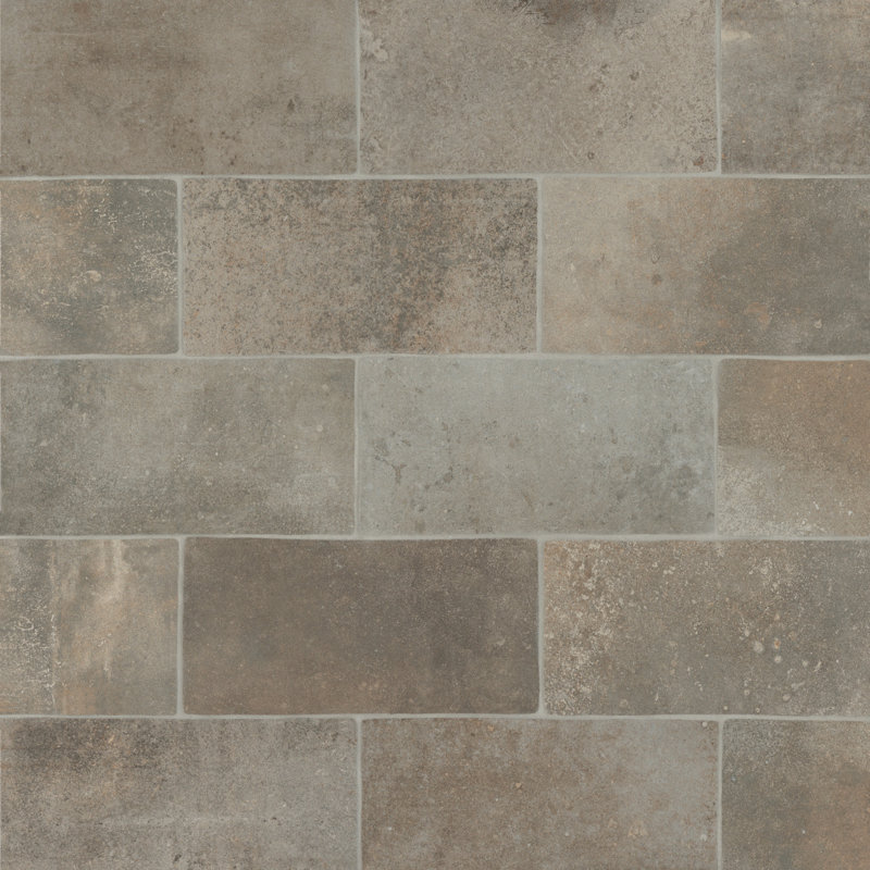 Montana 5" x 10" Porcelain Brick Look Wall & Floor Tile, Silverbow