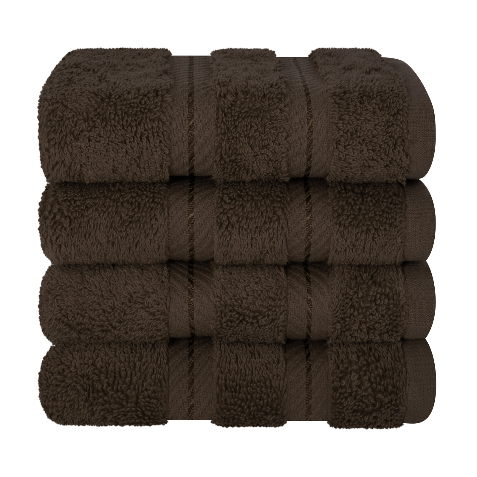 Darcelle 100% Cotton 4-Piece Turkish Washcloth Set, Chocolate Brown