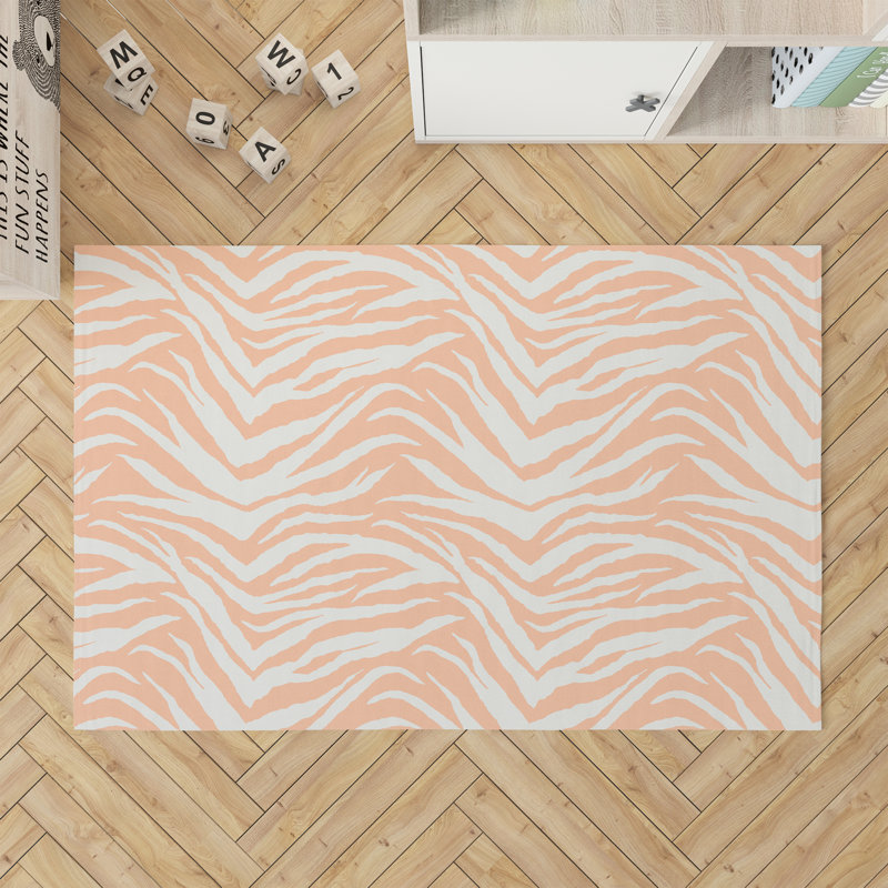 Zebra Patch Kids Play Mat, Rectangle 3' x 5', Peach/Orange