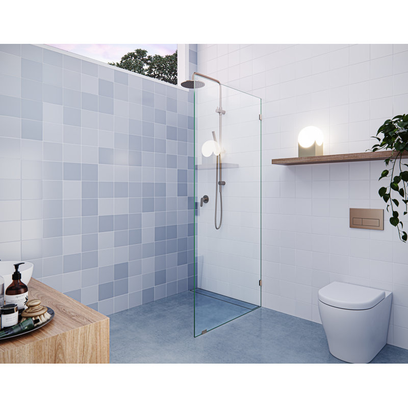 Vela 29 in. x 78 in. Fully Frameless Single Fixed Shower Panel, Brushed Bronze
