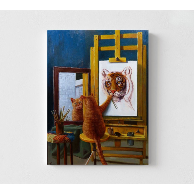 «Norman Catwell» par Lucia Heffernan, idée de décor de cœur de lion tigré orange, portrait de voiture de chat positif, idée de décoration de bureau