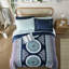 Literie pour lit simple avec édredon - imprimé médaillon bleu marine, coussin décoratif doux, drap complet, motif au choix élégant et tendance, bordures brodées, polyvalent