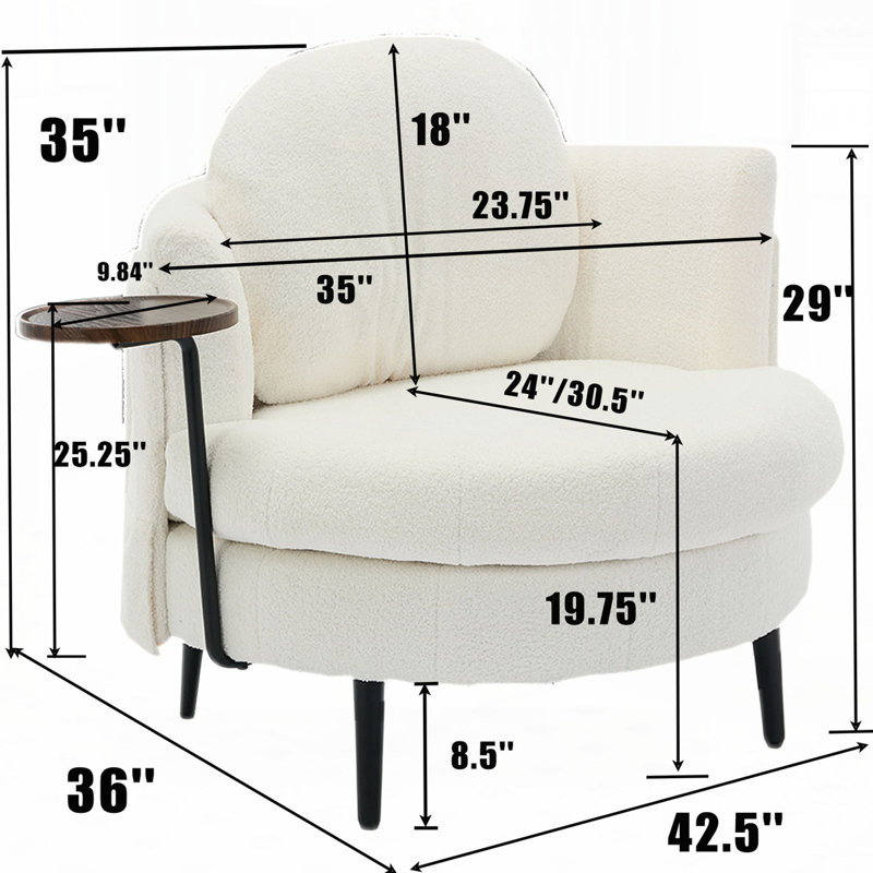 Accoudoir agneau avec repose-pieds Lamb, Velours blanc 