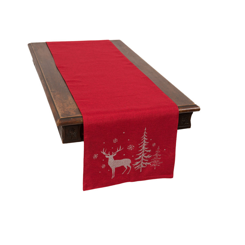 Adlai Deer Table Runner, 36" L x 16" W, Red