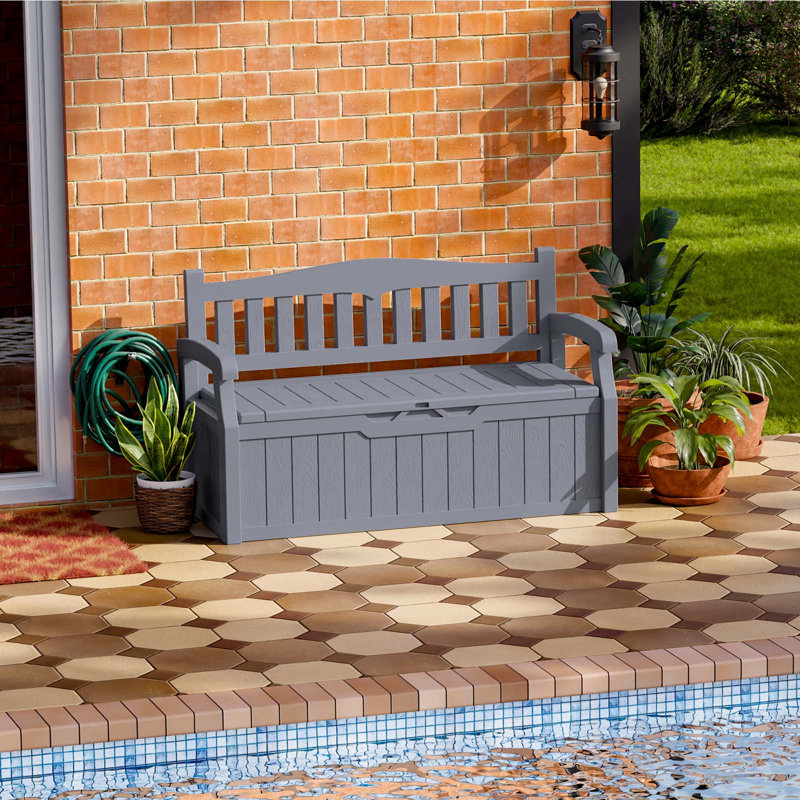 Boîte de rangement pour l'extérieur en résine durable 70 gallons Patiowell, Gris