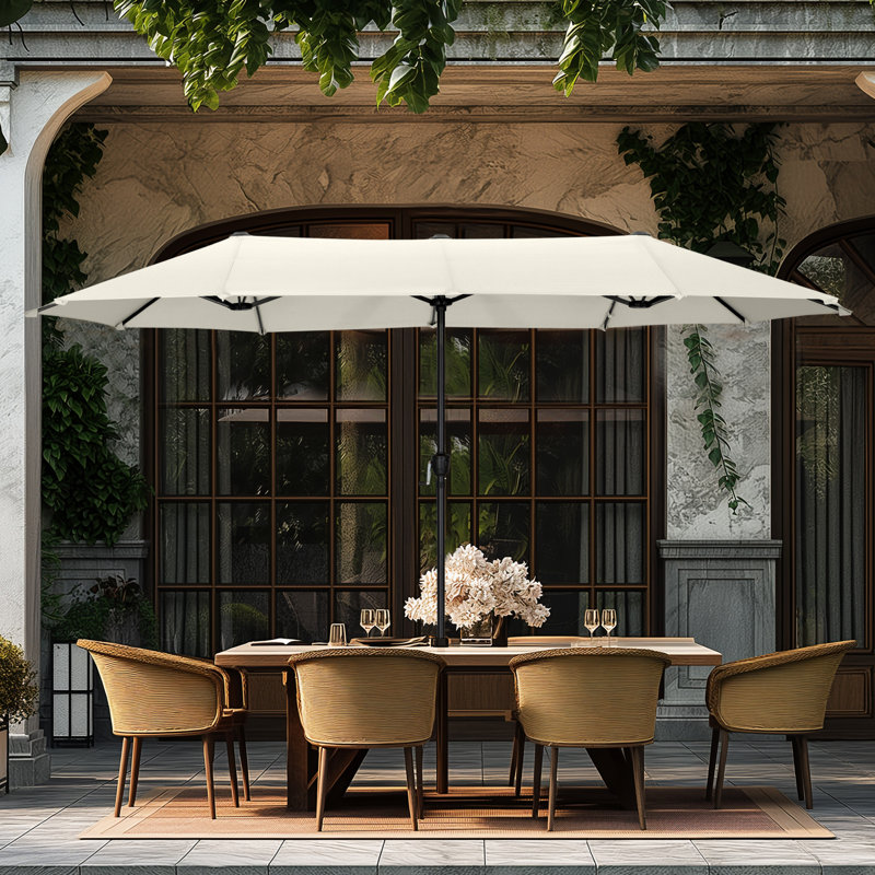 396.2cm X 198.1cm Rectangular Market Parasol, Ivory