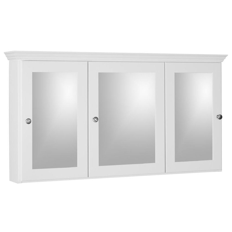 Simplicity 48'' W 27'' H Surface Frameless Medicine Cabinet Mirror 6 Adjustable, Satin White