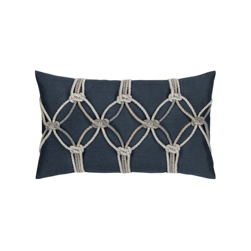 Rope Sunbrella® Rectangular Indoor/Outdoor Lumbar Pillow Cover & Insert by Elaine Smith, Indigo
