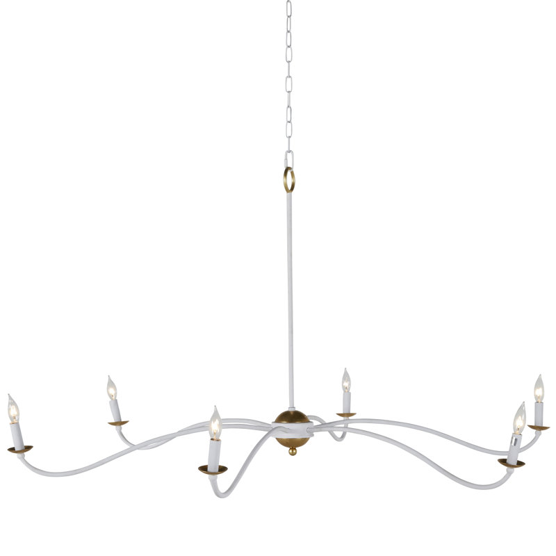 Irvine 6 - Light Candle Style Classic Chandelier, Plaster White/Vintage Gold