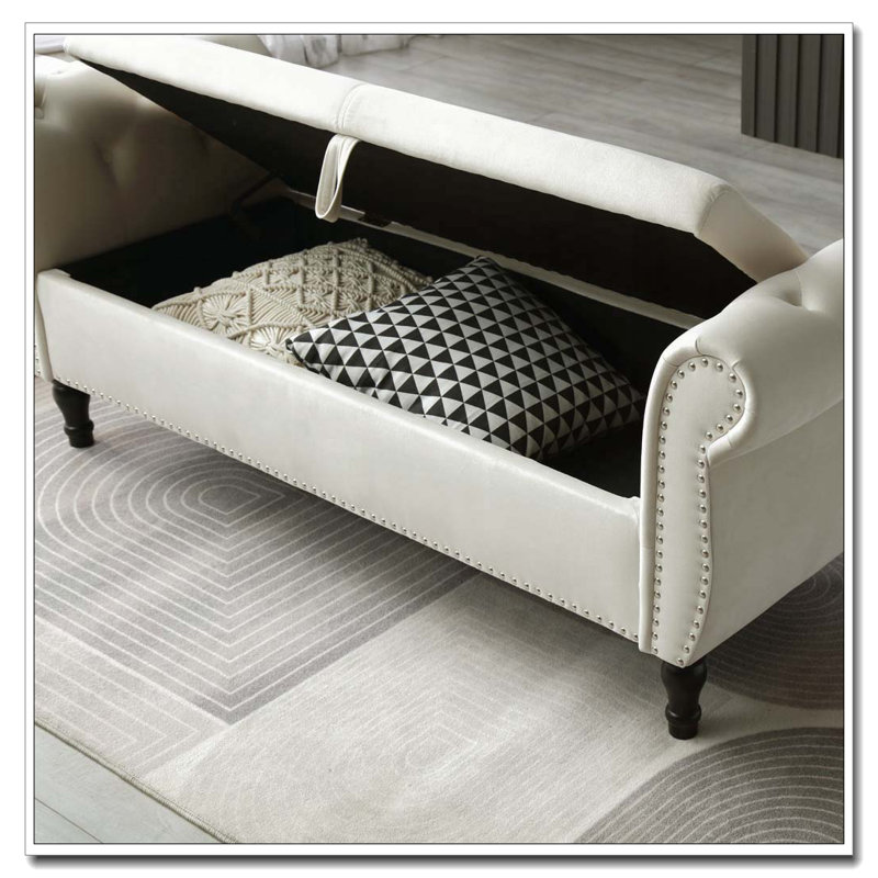 63 po. Velours 63 po. Rangement multifonctionnel., Beige