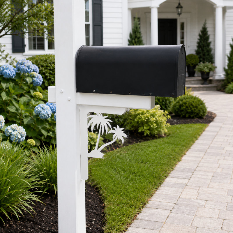 Palm Tree Mailbox Bracket: Weatherproof PVC Porch Decor, 21 Inches