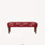Banc capitonné à motifs floraux avec pieds en bois tourné, pouf rembourré, rouge bordeaux-764878024