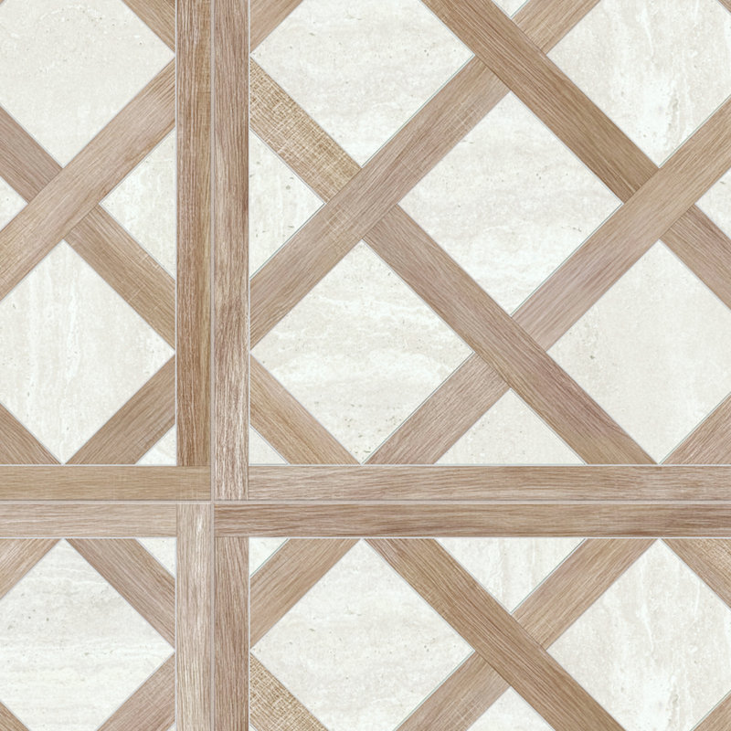 Fusione Intarsio 23-1/2 in. x 23-1/2 in. Porcelain Floor and Wall Tile, Brown Cream