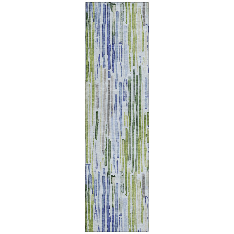 Caelira Blue Washable Indoor-Outdoor Rug - LOOMLAN, 2'3" x 7'6"