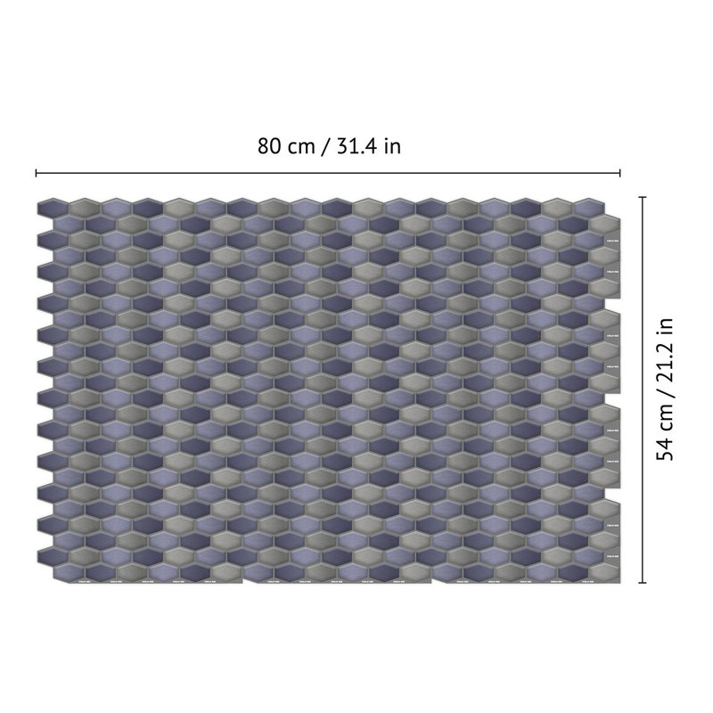 30.5cm W x 15cm L Aluminum Peel and Stick Mosaic Tile