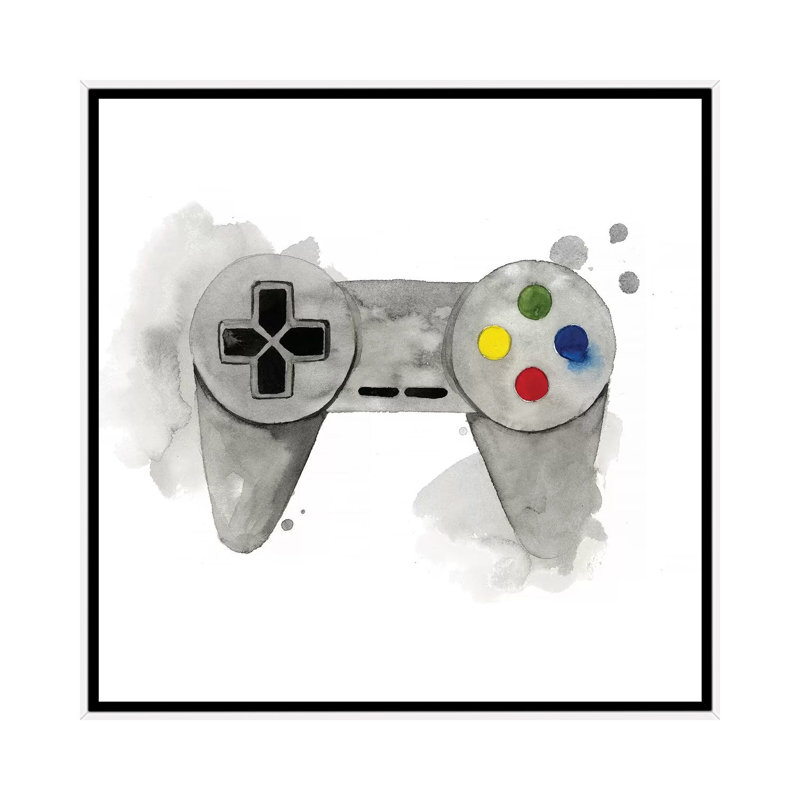 « Gamer III » par Grace Popp-impression d’art graphique, Pas de tapis, H 18 po x l 18 po x 1,5 po, Toile blanche encadrée