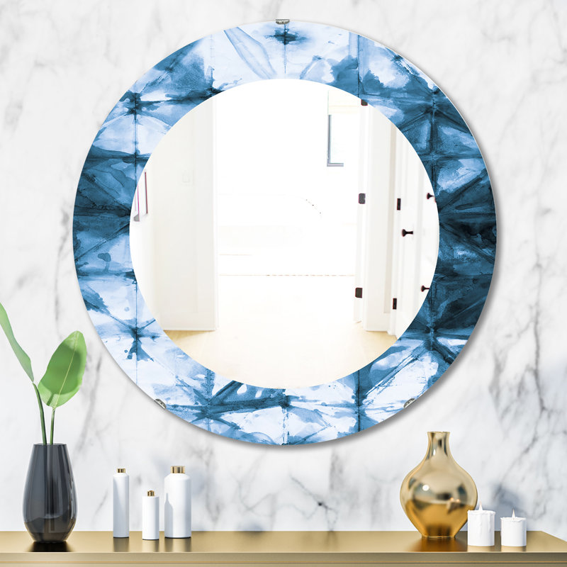 Printed Modern Mirror - Oval or Round Wall Mirror, 31.5" H x 31.5" W, Abstract 2