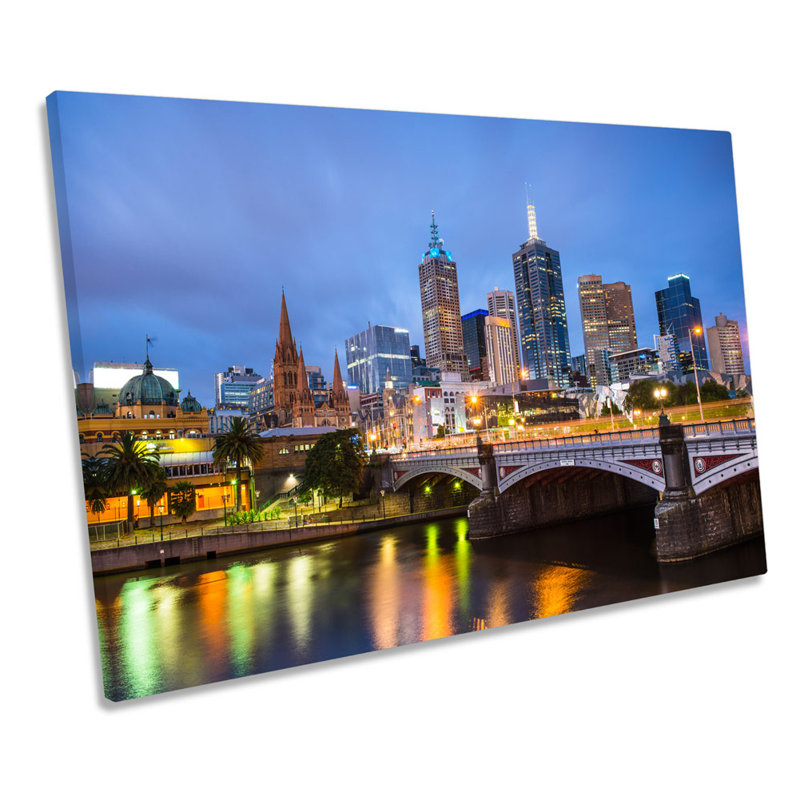 Melbourne Cityscape Australia - Wrapped Canvas Print, 30.5cm H x 45.7cm W