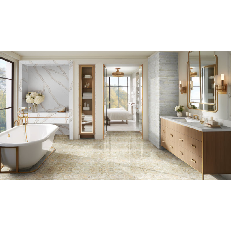 Stonecrest 6 in. x 24 in. Split Face Natural Stone Ledger Panel Wall Tile, Auric White