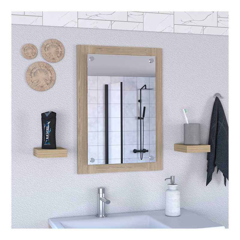 Miroir de salle de bain Vanguard, cadre, miroir - pin clair