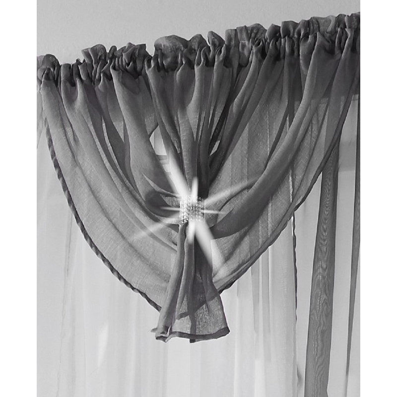 Mera Solid Colour Swag Curtain Pelmet, Silver
