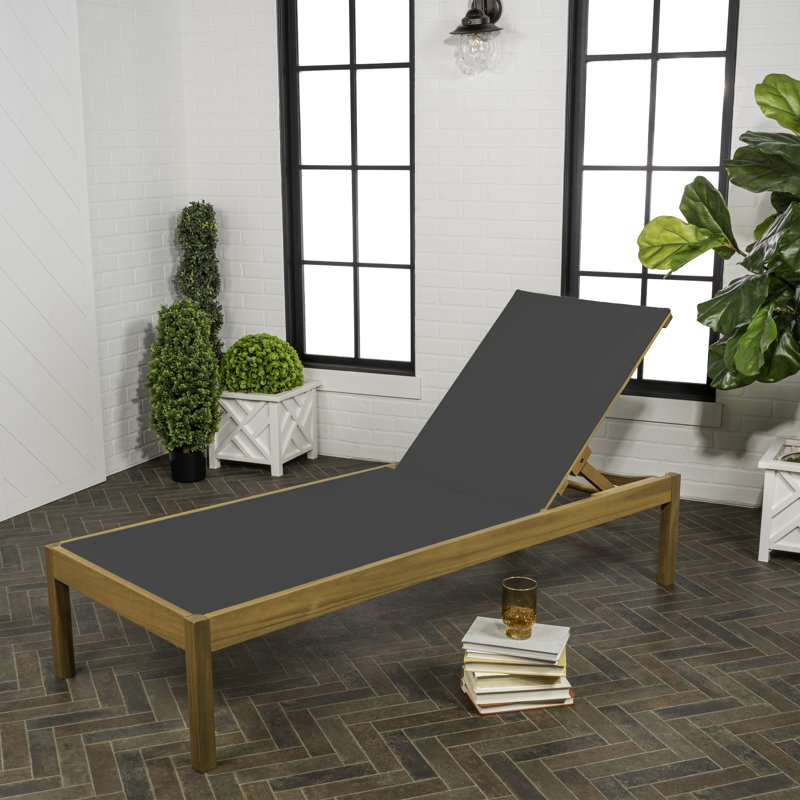 Méridienne d'extérieur réglable en bois d'acacia Lagunan, Gris foncé