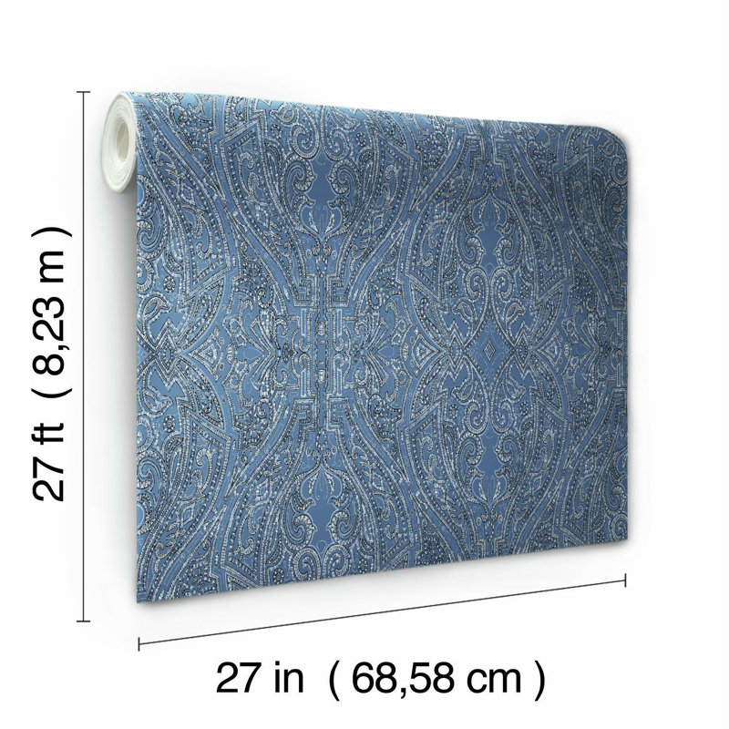 Rouleau de papier peint lisse L 27 pi x l 27 po Ascot, Bleu