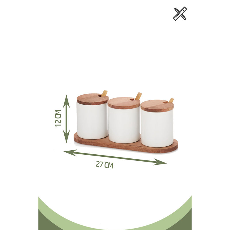 Freestanding Wood Spice Jar & Rack Set